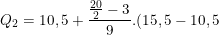 \dpi{100} \small Q_2=10,5+\frac{\frac{20}{2}-3}{9}.(15,5-10,5)=14,4
